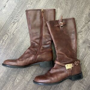 Ecco Calf-High Brown Leather Boot, Size 39